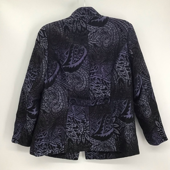 Chico’s Women’s Muse Paisley Button-Up Blazer Jacket Career Black/Purple Size 2 - Picture 3 of 11